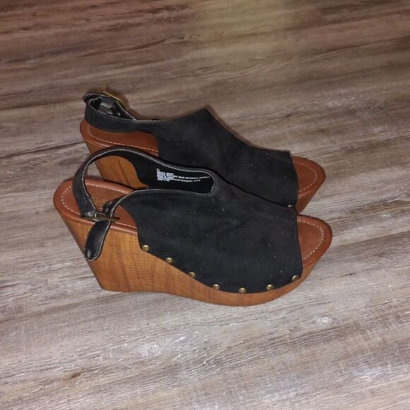 Mossimo black brown wedge platforms Sz 11 - Picture 5 of 7